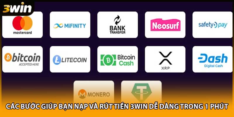 Các bước giúp bạn nạp và rút tiền 3WIN dễ dàng trong 1 phút